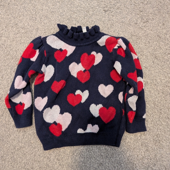 Janie and Jack Heart Pattern Sweater - Navy, Red, and White - Picture 2 of 7